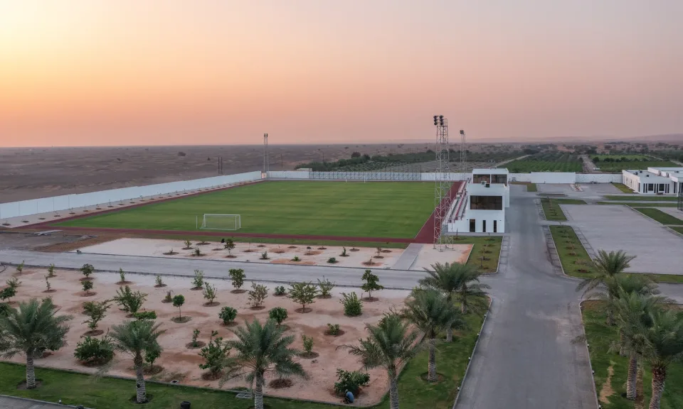 The stadium at dusk